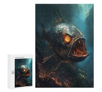 Rompecabezas para Adolescentes 300 PCS Horror Piranha Dark Demon Rompecabezas para Adolescentes Mejora La Memoria Desafiante De Completar Juego Desafiante Juguetes 300 PCS
