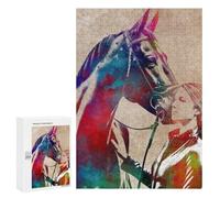 Rompecabezas para Adolescentes 300 PCS Horse Rider Sport Art Rompecabezas para Adultos Juegos Relajantes Pero Divertidos Y Humorísticos 300 PCS