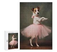Rompecabezas para Adolescentes 300 PCS Jack Russell Dog Ballerina Rompecabezas para Adultos Juego De Ingenio Decoración Diversión En Casa Actividades, 300 PCS