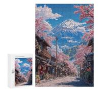 Rompecabezas para Adolescentes 300 PCS Japanese Sakura Bloom Fuji Rompecabezas para Adultos Juego Familiar Decoración Desafiante De Completar 300 PCS