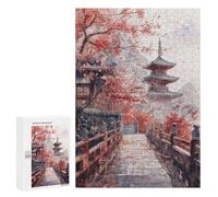 Rompecabezas para Adolescentes 300 PCS Japanese Sakura Temple Rompecabezas para Adultos Juego De Ingenio Decoración del Hogar Regalos para Reducir El Estrés 300 PCS
