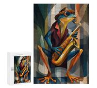 Rompecabezas para Adolescentes 300 PCS Jazz Toad - Sax & Swagger in Cubist Color Rompecabezas para Adultos Juego Práctico Decoración De Pared Cumpleaños Y Navidad 300 PCS