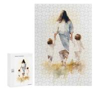 Rompecabezas para Adolescentes 300 PCS Jesus Walking with Children Rompecabezas para Adolescentes Juguetes Antiestrés Mejora La Memoria 300 PCS