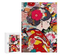 Rompecabezas para Adolescentes 300 PCS Kimono Flowers Japan Art Rompecabezas para Adultos Juegos Relajantes Decoración Perfecta Regalos De Cumpleaños Y Únicos 300 PCS