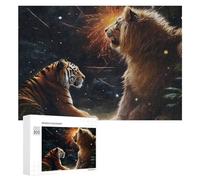 Rompecabezas para Adolescentes 300 PCS King of Beasts Lion Vs Tiger Rompecabezas para Adultos Juegos Familiares Análisis Y Lógica Actividades Divertidas En Casa 300 PCS