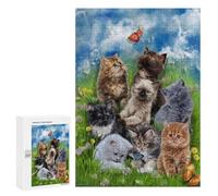 Rompecabezas para Adolescentes 300 PCS Kitten Playing in Garden Rompecabezas para Adultos Juego Práctico Decoración De Pared Cumpleaños Y Navidad 300 PCS