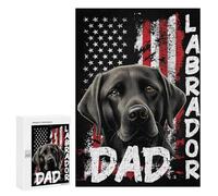 Rompecabezas para Adolescentes 300 PCS Labrador Dad American Flag Rompecabezas para Adultos Juguetes Antiestrés Que Mejoran La Memoria Difíciles Y Desafiantes 300 PCS