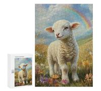 Rompecabezas para Adolescentes 300 PCS Lamb in A Meadow Rompecabezas para Adultos Juegos Relajantes Desafío Difícil Desafío Educativo 300 PCS