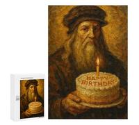 Rompecabezas para Adolescentes 300 PCS Leonardo Da Vinci Birthday Rompecabezas para Adultos Juegos Relajantes Pero Divertidos Y Humorísticos 300 PCS