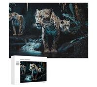 Rompecabezas para Adolescentes 300 PCS Leopards in The Moonlit Jungle Rompecabezas para Adultos Juego Familiar Regalo De Cumpleaños Interacción Entre Padres E Hijos 300 PCS