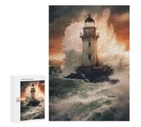 Rompecabezas para Adolescentes 300 PCS Lighthouse Storm Waves Rompecabezas para Adultos Juegos Relajantes Pero Divertidos Y Humorísticos 300 PCS