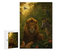 Rompecabezas para Adolescentes 300 PCS Lion and Zebra in Jungle Rompecabezas para Adultos Juegos Relajantes Decoración Actividades Divertidas En Casa 300 PCS