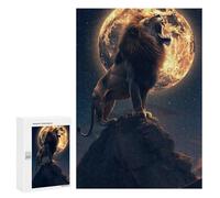Rompecabezas para Adolescentes 300 PCS Lion Roaring at The Moon Rompecabezas para Adultos Juegos Familiares Análisis Y Lógica Actividades Divertidas En Casa 300 PCS