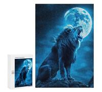 Rompecabezas para Adolescentes 300 PCS Lion Under A Full Moon Rompecabezas para Adultos Juego Familiar Decoración Desafiante De Completar 300 PCS