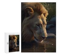 Rompecabezas para Adolescentes 300 PCS Lion Water Drinking River Rompecabezas para Adultos Juguetes Antiestrés para La Diversión Familiar Interacción Entre Padres E Hijos 300 PCS