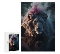 Rompecabezas para Adolescentes 300 PCS Lion Water Neon Smoke Art Rompecabezas para Adultos Juguetes Antiestrés Arte De Pared Interacción Entre Padres E Hijos 300 PCS