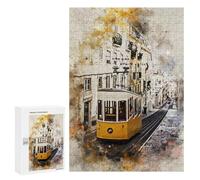 Rompecabezas para Adolescentes 300 PCS Lisbon in Watercolor Rompecabezas para Adultos Juego De Ingenio Decoración del Hogar Regalos para Reducir El Estrés 300 PCS