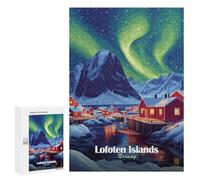 Rompecabezas para Adolescentes 300 PCS Lofoten Islands Aurora Borealis Rompecabezas para Adultos Juegos Relajantes Pero Divertidos Y Humorísticos 300 PCS