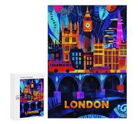 Rompecabezas para Adolescentes 300 PCS London Neon Nights - Vibrant Cityscape Art Rompecabezas para Adultos Juguetes Antiestrés para La Diversión Familiar Interacción Entre Padres E Hijos 300 PCS