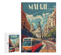Rompecabezas para Adolescentes 300 PCS Madrid City Vibes Rompecabezas para Adultos Juego Práctico Carrera De Velocidad Manual Desafío Educativo 300 PCS