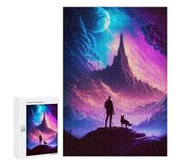 Rompecabezas para Adolescentes 300 PCS Man and Dog on Mountain Rompecabezas para Adultos Juegos Relajantes Pero Divertidos Y Humorísticos 300 PCS