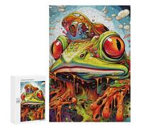 Rompecabezas para Adolescentes 300 PCS Melting Frog Surreal Artwork Rompecabezas para Adultos Juego Familiar Regalo De Cumpleaños Interacción Entre Padres E Hijos 300 PCS