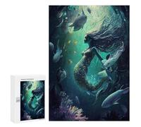 Rompecabezas para Adolescentes 300 PCS Mermaid Underwater Rompecabezas para Adultos Juego Familiar Decoración Desafiante De Completar 300 PCS