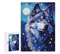 Rompecabezas para Adolescentes 300 PCS Moon Wolf Retro Pixel Art Rompecabezas para Adultos Juegos Relajantes Desafío Difícil Desafío Educativo 300 PCS