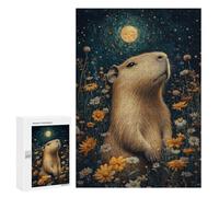 Rompecabezas para Adolescentes 300 PCS Moonlit Capybara Garden Rompecabezas para Adolescentes Mejora La Memoria para Cumpleaños, Navidad Hermoso Juego De Diseño 300 PCS