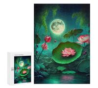 Rompecabezas para Adolescentes 300 PCS Moonlit Lotus Pond-3 Rompecabezas para Adultos Juego Práctico Que Mejora La Memoria Actividades Divertidas En Casa 300 PCS