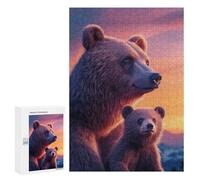 Rompecabezas para Adolescentes 300 PCS Mother Bear and Cub at Sunset Rompecabezas De Juguete Decoración De Pared Decoración del Hogar Cumpleaños Y Navidad 300 PCS
