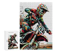 Rompecabezas para Adolescentes 300 PCS Motocross WPAP Pop Art Rompecabezas para Adultos Juego Práctico Carrera De Velocidad Manual Desafío Educativo 300 PCS