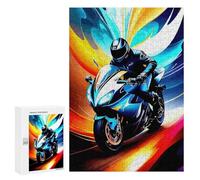 Rompecabezas para Adolescentes 300 PCS Motorcycle Rider in Motion Rompecabezas para Adultos Juguetes Antiestrés Arte De Pared Interacción Entre Padres E Hijos 300 PCS