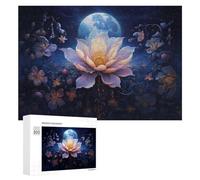 Rompecabezas para Adolescentes 300 PCS Mystical Night Garden with Lotus Rompecabezas para Adultos Juego Práctico Que Mejora La Memoria Actividades Divertidas En Casa 300 PCS