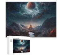 Rompecabezas para Adolescentes 300 PCS Mystical Tower Amidst Celestial Landscape Rompecabezas para Adultos Juego Familiar Regalo De Cumpleaños Interacción Entre Padres E Hijos 300 PCS