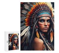 Rompecabezas para Adolescentes 300 PCS Native American Headdress Artwork Rompecabezas para Adultos Juego Práctico Que Mejora La Memoria Actividades Divertidas En Casa 300 PCS