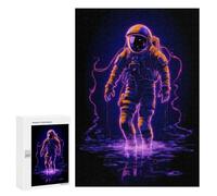 Rompecabezas para Adolescentes 300 PCS Neon Astronaut Rompecabezas para Adultos Juguetes Antiestrés para La Diversión Familiar Interacción Entre Padres E Hijos 300 PCS