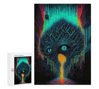 Rompecabezas para Adolescentes 300 PCS Neon Cityscape Alien Eye Rompecabezas para Adultos Juegos Familiares Análisis Y Lógica Actividades Divertidas En Casa 300 PCS