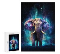 Rompecabezas para Adolescentes 300 PCS Neon Elephant Nebulae Rompecabezas para Adultos Juego Familiar Decoración Desafiante De Completar 300 PCS
