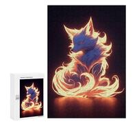 Rompecabezas para Adolescentes 300 PCS Neon Fire Kitsune Fox Rompecabezas para Adultos Juegos Relajantes Desafío Difícil Desafío Educativo 300 PCS