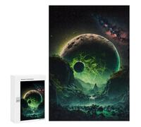 Rompecabezas para Adolescentes 300 PCS Neon Green Full Moon Rompecabezas para Adolescentes Juguetes Antiestrés Mejora La Memoria 300 PCS