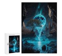 Rompecabezas para Adolescentes 300 PCS Neon Moon Waterfall Oasis Rompecabezas para Adultos Juegos Relajantes Decoración Perfecta Regalos De Cumpleaños Y Únicos 300 PCS