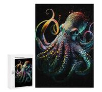 Rompecabezas para Adolescentes 300 PCS Neon Octopus Rompecabezas para Adultos Juguetes Antiestrés Arte De Pared Interacción Entre Padres E Hijos 300 PCS