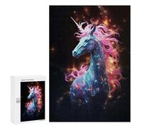 Rompecabezas para Adolescentes 300 PCS Neon Unicorn Nebulae Rompecabezas para Adultos Juguetes Antiestrés para La Diversión Familiar Interacción Entre Padres E Hijos 300 PCS