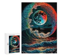 Rompecabezas para Adolescentes 300 PCS Ocean Wave Moon Painting Rompecabezas para Adultos Juegos Relajantes Corte De Precisión Juego Desafiante Regalos 300 PCS