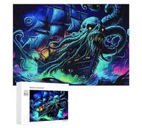 Rompecabezas para Adolescentes 300 PCS Octopus Attacking Ship in Dark Ocean Rompecabezas para Adultos Juegos Relajantes Corte De Precisión Juego Desafiante Regalos 300 PCS
