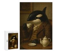 Rompecabezas para Adolescentes 300 PCS Orca Gentleman Drinking Tea Rompecabezas para Adultos Juego Práctico Decoración De Pared Cumpleaños Y Navidad 300 PCS
