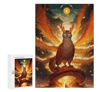 Rompecabezas para Adolescentes 300 PCS Owl Guardian Fiery Aura Rompecabezas para Adultos Juguetes Antiestrés Arte De Pared Interacción Entre Padres E Hijos 300 PCS