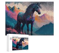 Rompecabezas para Adolescentes 300 PCS Painted Horse in Mountainscape Rompecabezas para Adultos Juego Familiar Regalo De Cumpleaños Interacción Entre Padres E Hijos 300 PCS