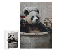 Rompecabezas para Adolescentes 300 PCS Panda Bath Glass Red Wine Rompecabezas para Adultos Juguetes DIY Arte De Pared Oferta como Regalos para Toda La Familia 300 PCS